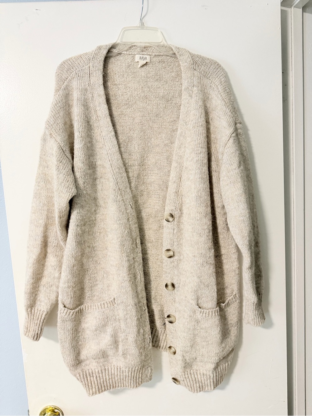 a.n.a Neutral Cream Button-Front Open Cardigan